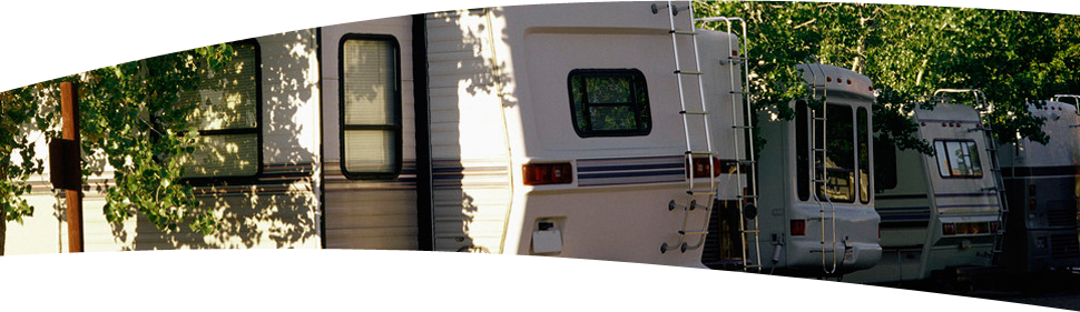 Banner image showing a row of parked RVs